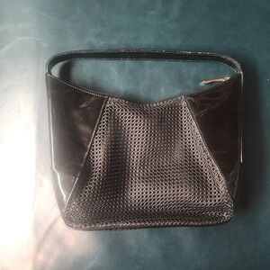 Bruno Magli Patent Leather And Mesh Handbag